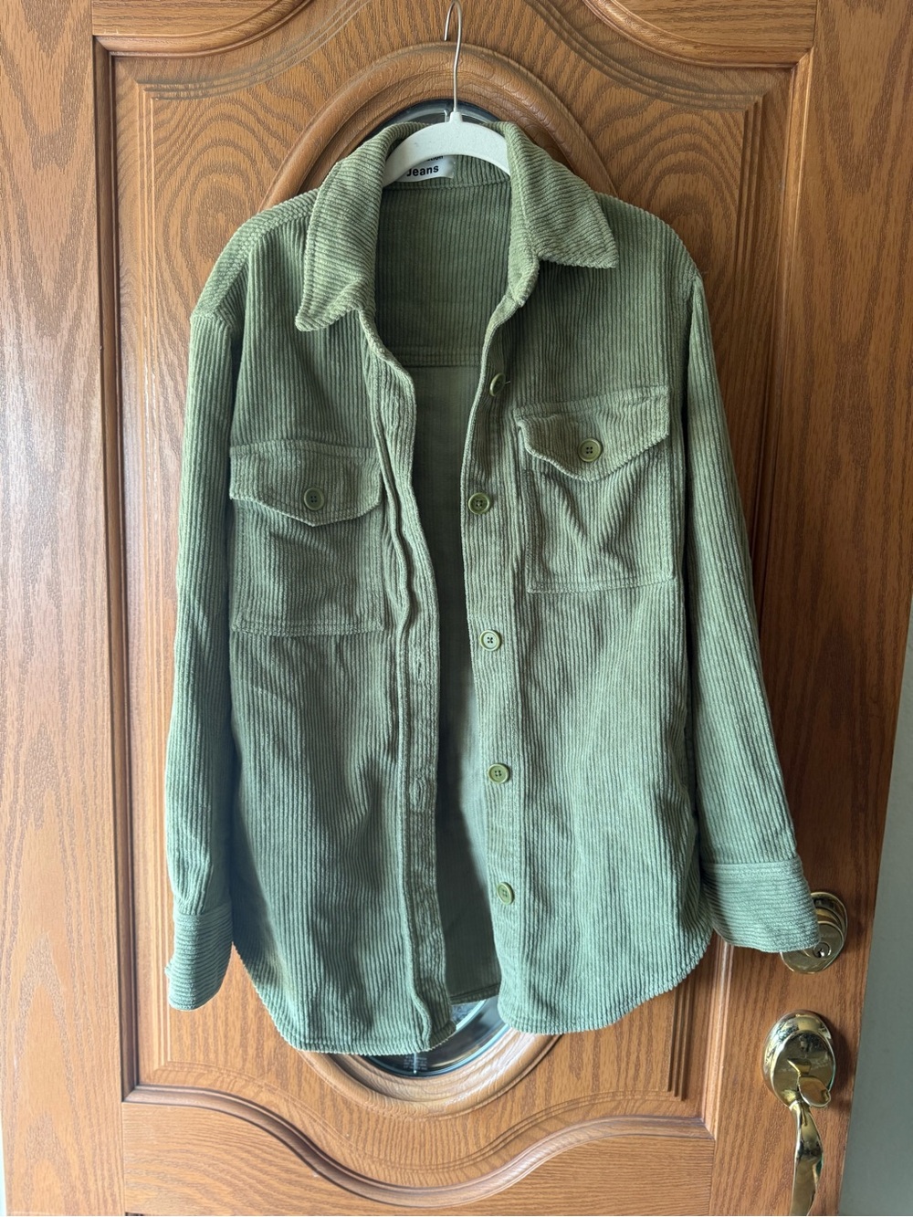 Reformation Olive Green Corduroy Shirt Jacket